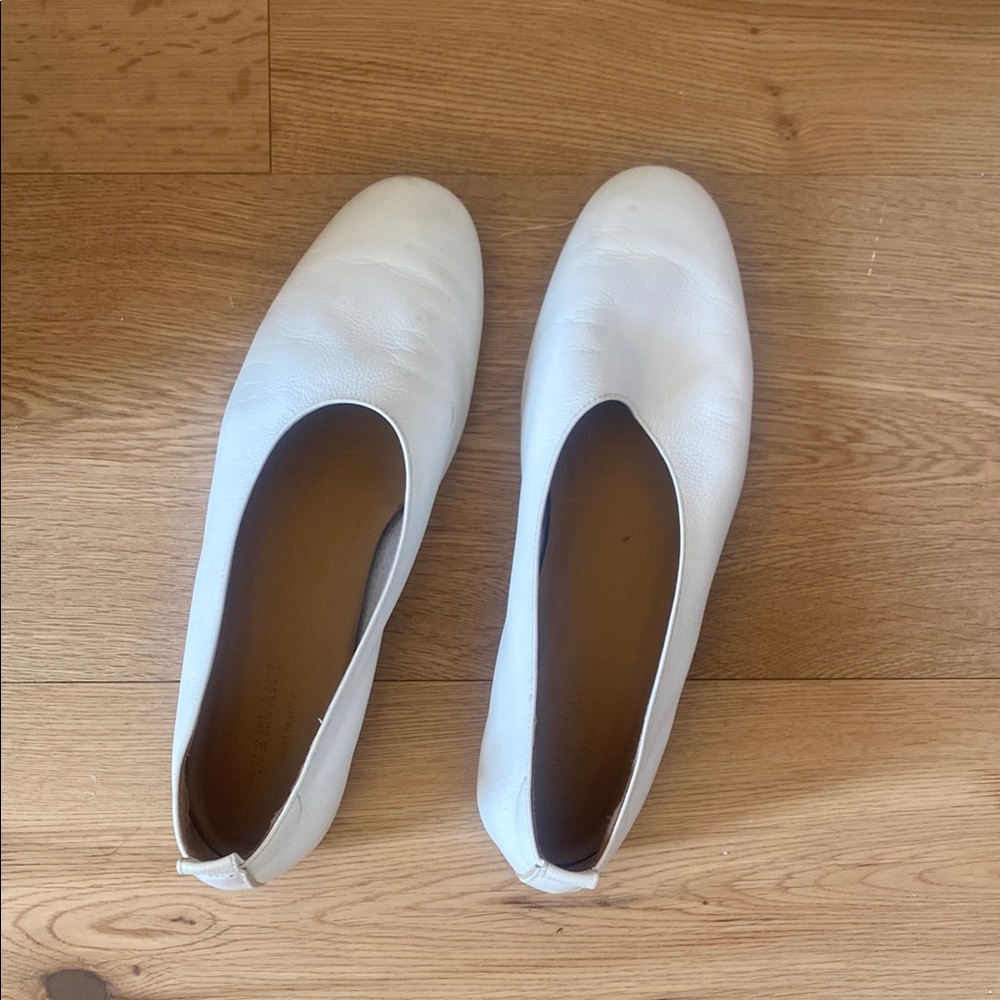 Everlane White Leather Ballet Flats